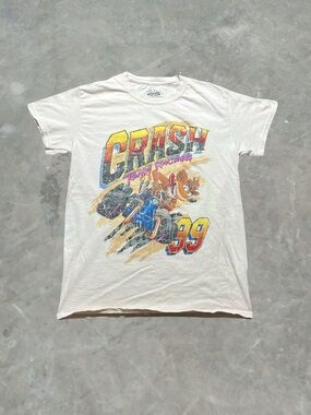 ☀️ Crash Bandicoot CTR Graphic Tee Mens Size Small Cream